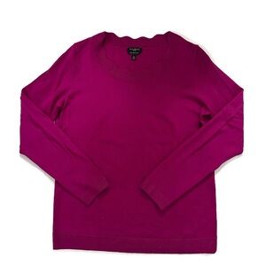 Talbots Pure Merino Magenta Scallop Neck Sweater SP